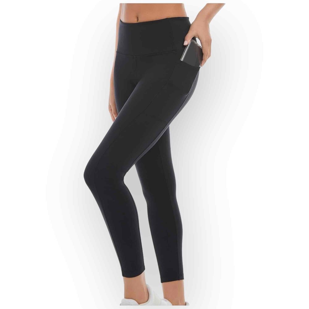 Danskin Womens Black Solid Elastic High-Rise Leggings Size XL